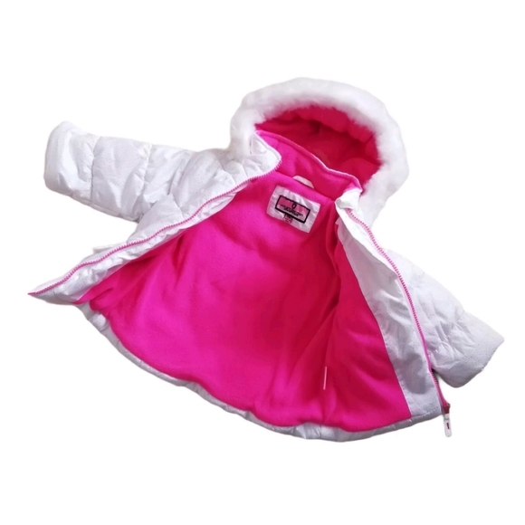 Protection System Girls Hooded Parka Puffer Jacket 12 Months White Sparkle. - Picture 2 of 8
